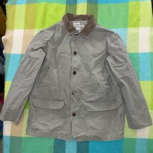 L.L. Bean Beige Chore Coat Utility Barn Jacket Corduroy Collar Men’s Side Large